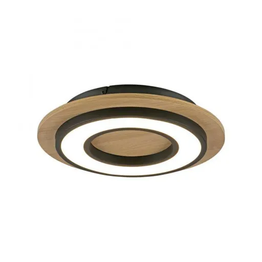 JUST LIGHT LED stropní svítidlo černé kruhové kovový a dřevěný dekor 3000K teplá bílá 3000K LD 14560-18