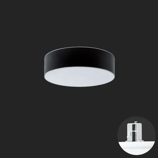 OSMONT ERI67633 ERIS CV2 stropní/nástěnné skleněné polovestavné svítidlo bílá / bílo - černá IP44 4000 K 19W LED HF nouzové kombinované 3 h