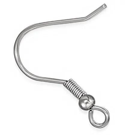 Pár lesklých háčků na náušnice z oceli 316L, stříbrná barva