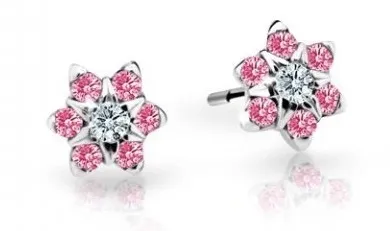 Cutie Jewellery Půvabné dětské náušnice z bílého zlata C2152-30-X-2 fuchsiová
