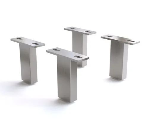 Čtvercová noha 12,5 cm z broušené nerezové oceli pro všechny