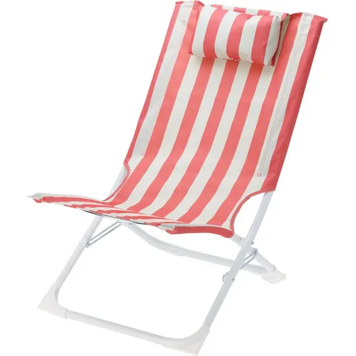 Pruhované plážové křeslo skládací, červená
