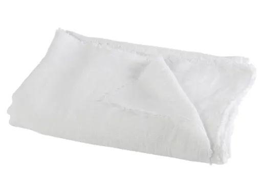 Bílý lněný přehoz s třásňovitým lemem - 150*0,5*200 cm J-Line by Jolipa