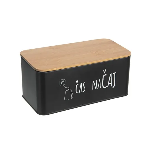Dóza Čas na čaj BLACK 20,3x10,3x9 cm - ORION