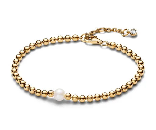 Pandora Pozlacený korálkový náramek Perla Timeless Shine 563173C01 20 cm