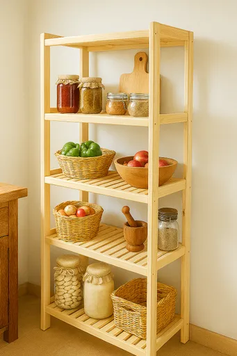 Dřevěný regál z borovice 5 polic 173×80×33 cm – česká výroba, přírodní