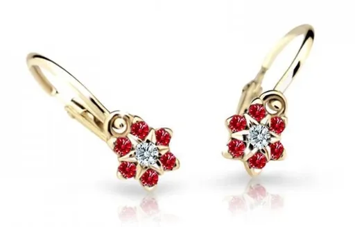 Cutie Jewellery Půvabné dětské náušnice ze žlutého zlata C2152-10-X-1 červená