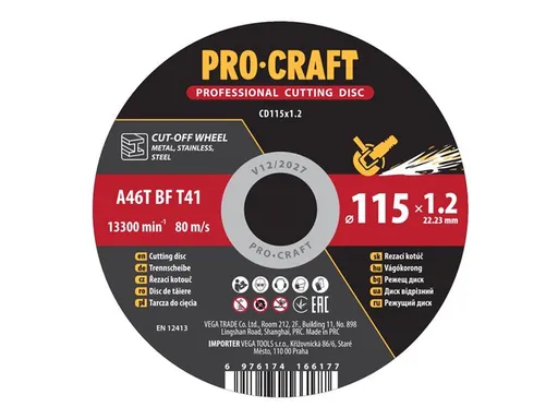 Kotouč řezný PROCRAFT 115x1.2mm