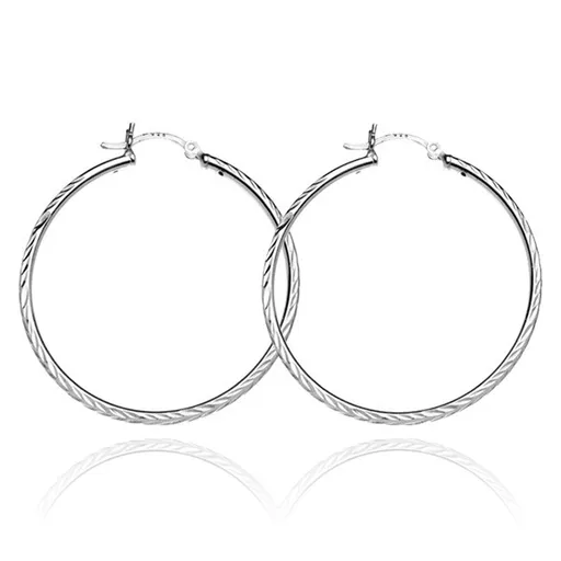 Náušnice ze stříbra 925 - kruhy se dvěma řadami klasů, 25 mm