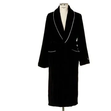 Möve Černý velurový bavlněný župan s šálovým límcem a béžovým lemem, 3XL (4013165759863)