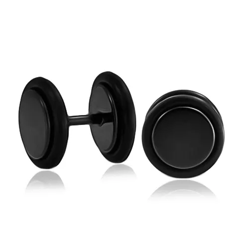 Černý kruhový lesklý fake plug do ucha