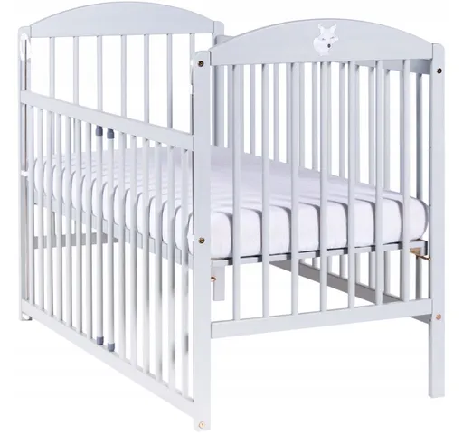 Dětská postýlka - Liška, spouštěcí bok, 120x60 cm, sv. šedá