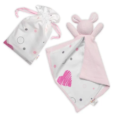 Baby Nellys Mazlík, přítulníček Zajíček, froté + bavlna, I love Girl , růžová