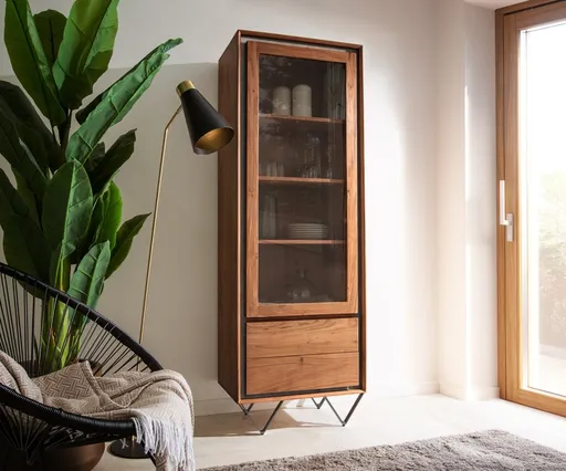 Skříň Stonegrace 55x180 cm akácie hnědá kámendřevo 1 dvířka 2