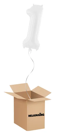 HeliumKing Balónový box - Narozeninové číslo 1 bílý 86 cm