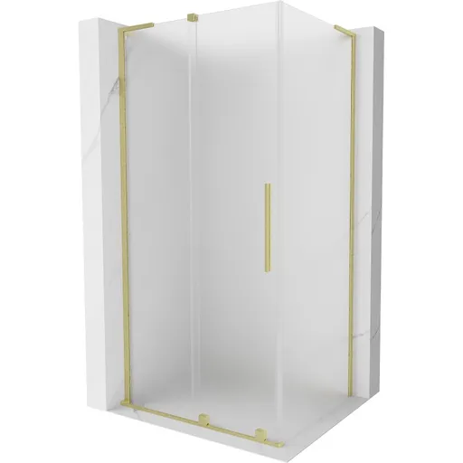 MEXEN/S Velar L sprchový kout, posuvné dveře 100 x 110, dekor, zlato kartáčovaná 871-100-110-33-55