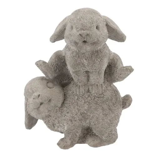 Šedá antik cementová dekorace králíčci Jumping Rabbit - 15*11*20 cm 521518