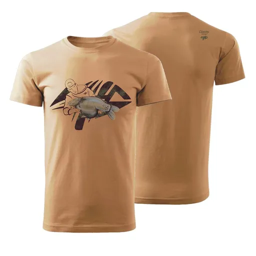 Giants fishing Tričko pánské béžové Rybář s kaprem - vel. 2XL,Giants fishing Tričko pánské béžové Rybář s kaprem - vel. 2XL