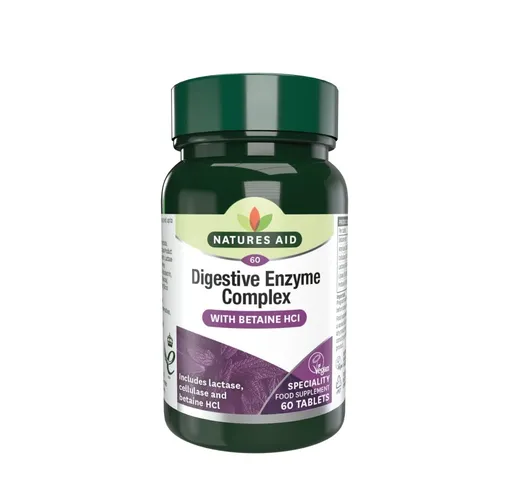 Natures Aid Trávicí enzymy Complex s betainem HCl 100 mg 60 tablet