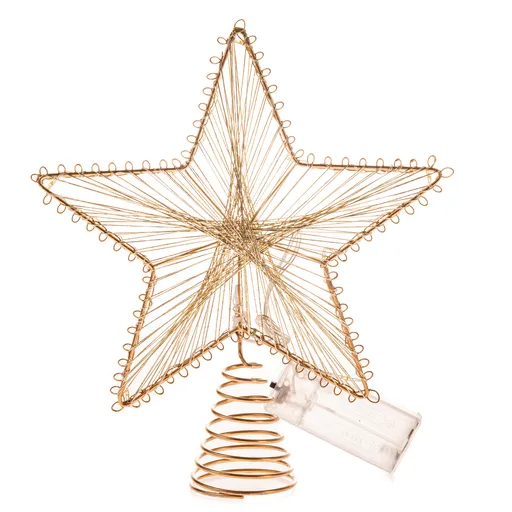 Kovová svítící špička na vánoční stromek Golden Glow, 20 x 24 cm, 10 LED