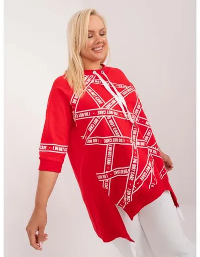Dámská halenka plus size s delšími zády bavlněná červená