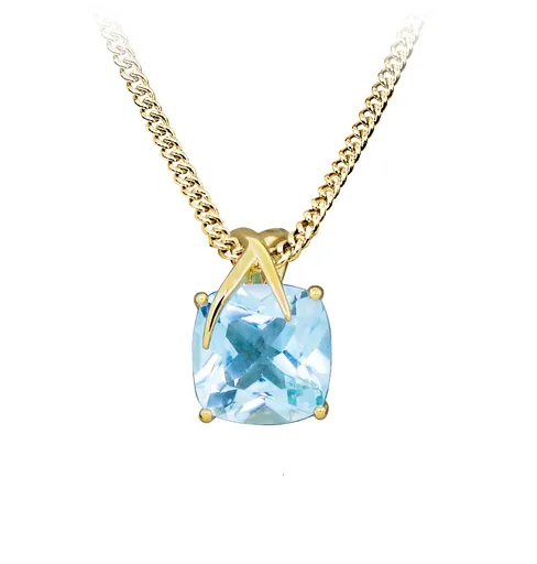 Silver Cat Pozlacený náhrdelník se syntetickým topazem SC562 (řetízek, přívěsek)