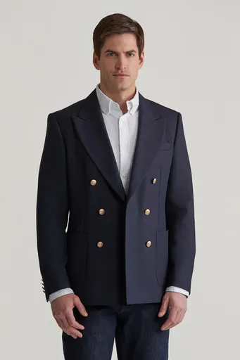 SAKO GANT SLIM DB HOPSACK CLUB BLAZER EVENING BLUE