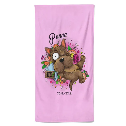 Osuška Psí znamení – panna (Velikost osušky: 70x140cm)