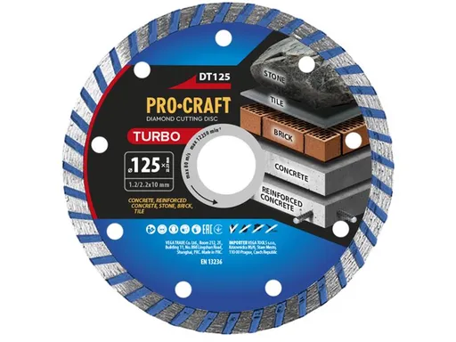 Kotouč řezný diamantový 125mm PROCRAFT DT125 Turbo