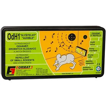 Format1 OdH1/s + baterie, Slyšitelný odháněč na myši, plašič kun pro dům a chatu, 100 m2 (OdH1/s +baterie)