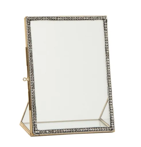 Zlatý kovový fotorámeček s kamínky Jewel L - 15*20 cm 7834