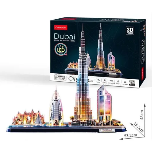 Cubicfun Puzzle 3D Dubai s LED světlem 182 dílků