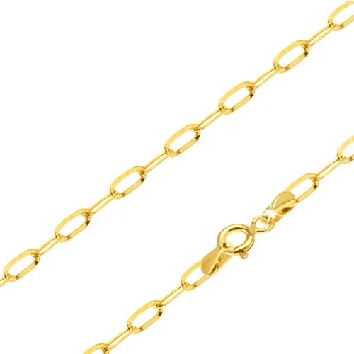 Řetízek ze žlutého 14K zlata - lesklá podlouhlá hladká očka, 550 mm