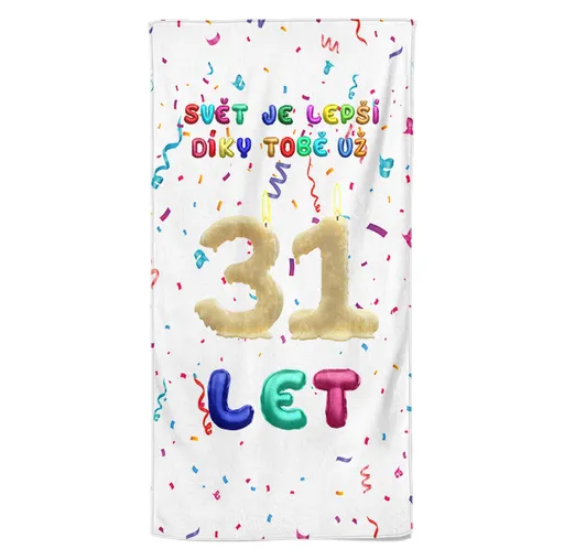 Osuška Svět je lepší díky tobě (věk: 31, Velikost osušky: 70x140cm)