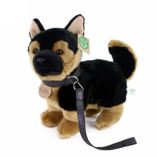 Rappa Plyšový pes německý ovčák s vodítkem stojící, 23 cm