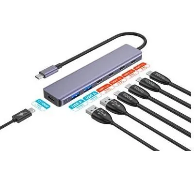 PLATINET HUB 7IN1 10GBS USB-C TO 4X USB-C 3.2 GEN2 + 2X USB-A 3.2 GEN1 + 1X USB-C PD 100W ALU