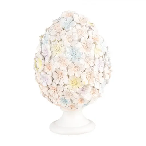 Pastelová dekorace vajíčko z květů na podstavci - Ø 12*19 cm Clayre & Eef