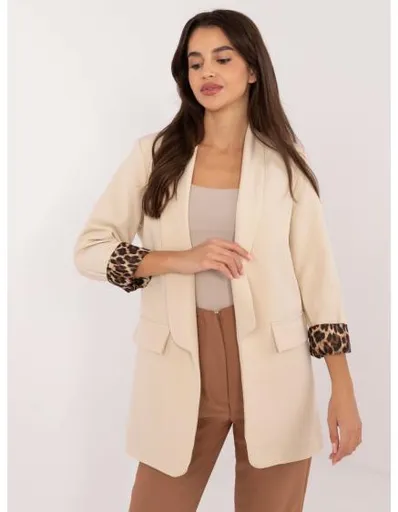 Dámské sako se zapínáním na knoflíky světle béžové