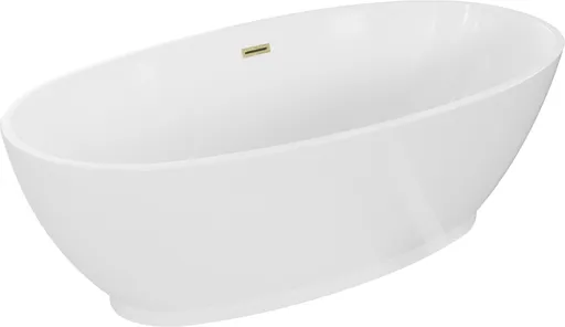 MEXEN/S Bilbao volně stojící vana 180 x 90, bílá, sifon a přepad zlatá kartáčovaná 51311809000-55