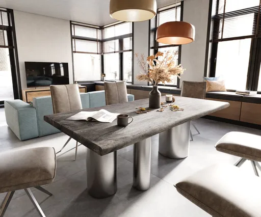 Jídelní stůl Edge 200x100 XL akácie platina troa nerezová ocel