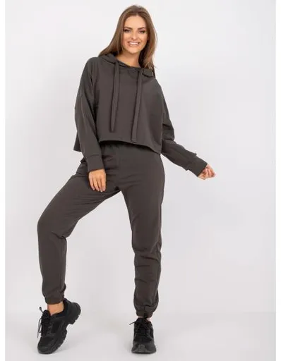 Dámská souprava tepláková s kalhotami s vysokým pasem MONITA khaki