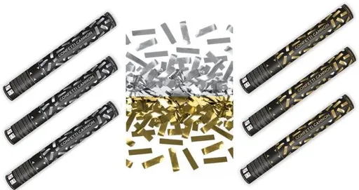 Konfety 40 cm ZLATÉ metalické 3ks, STŘÍBRNÉ metalické 3 ks - PARTYKONF