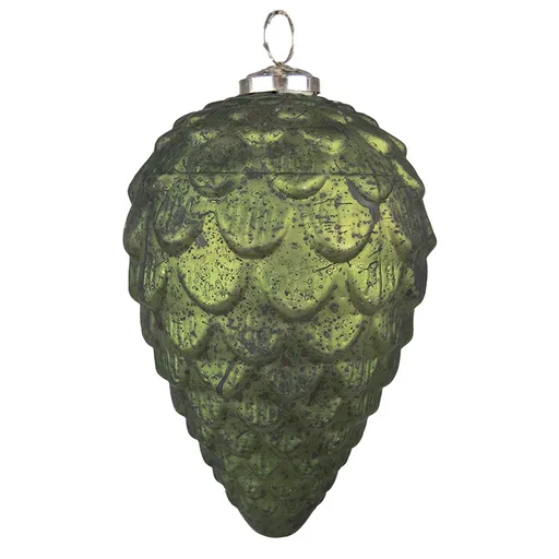 Zelená antik skleněná vánoční ozdoba šiška - Ø 9*15 cm 6GL3737
