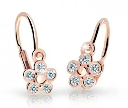 Cutie Jewellery Dětské kytičkové náušnice z růžového zlata C2744-10-X-4 bílá