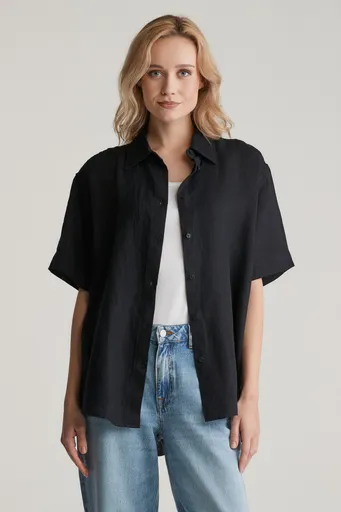 KOŠILE GANT REL LINEN SS SHIRT BLACK