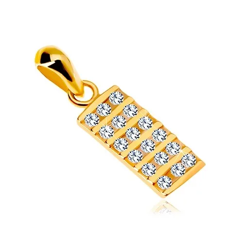 Přívěsek ze žlutého 14K zlata - obdélník vykládaný čirými zirkony