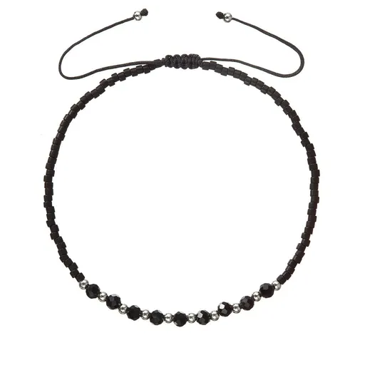 Evolution Group - Pavona Textilní náramek s černými Miyuki korálky 13037.3 black