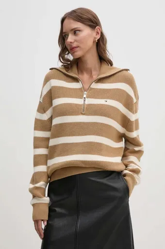 Tommy Hilfiger dámský pruhovaný svetr na zip WW0WW42141 XS