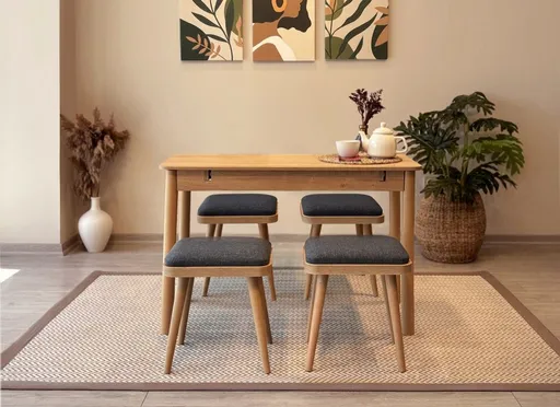 Jídelní set s rozkládacím stolem a židlemi (5 kusů) Vina Mini 05 1053 - Oak, Anthracite