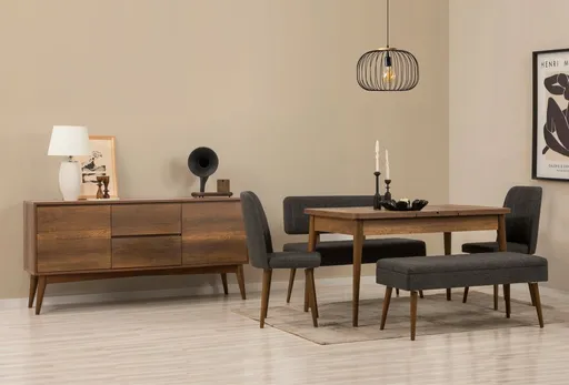 Set s rozkládacím stolem, židlemi a konzolou (6 kusů) Vina Bench 04 1053 - Walnut, Anthracite